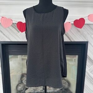 Loft Sleeveless Blouse‎ Black White Polka Dot Career Casual Top small